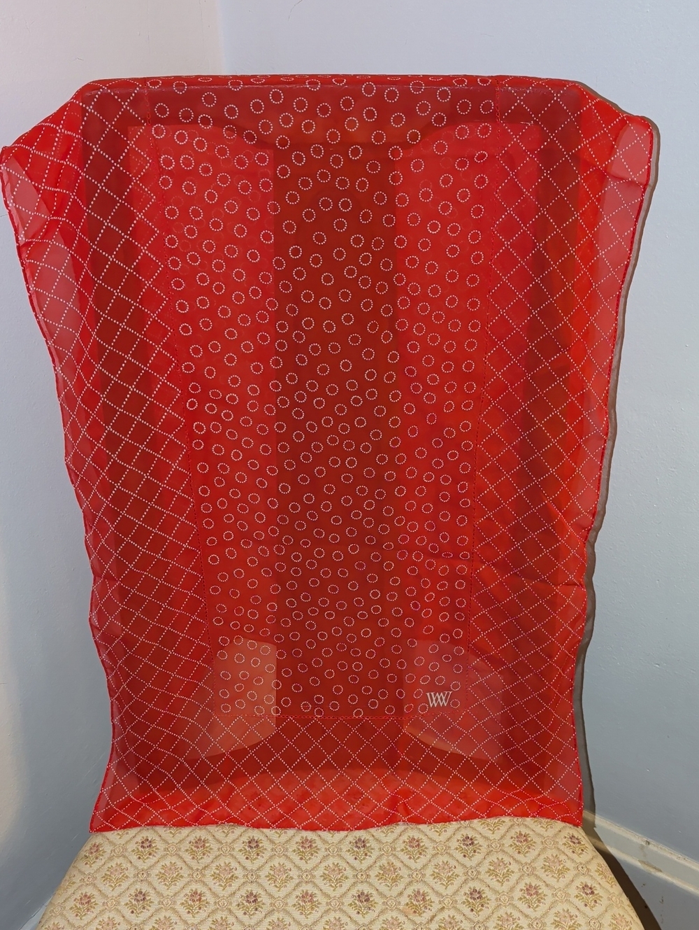 Vintage Wood Wood Silk Red Patterned Scarf